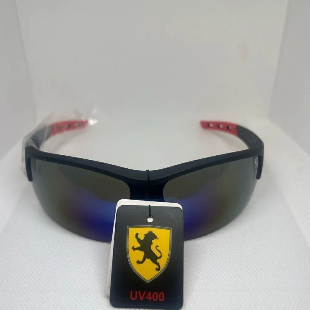 Khan Mirrored Mens Wrap Semi Rimless Sunglasses